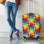 Rainbow Houndstooth Pattern Print Luggage Cover