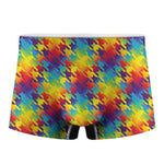 Rainbow Houndstooth Pattern Print Men's Boxer Briefs