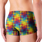 Rainbow Houndstooth Pattern Print Men's Boxer Briefs
