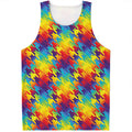 Rainbow Houndstooth Pattern Print Men's Tank Top