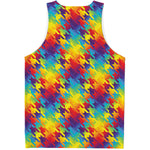 Rainbow Houndstooth Pattern Print Men's Tank Top