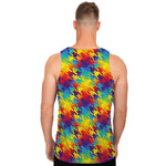 Rainbow Houndstooth Pattern Print Men's Tank Top