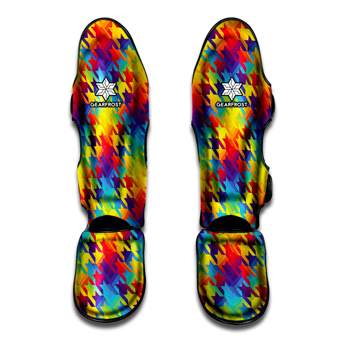 Rainbow Houndstooth Pattern Print Muay Thai Shin Guard