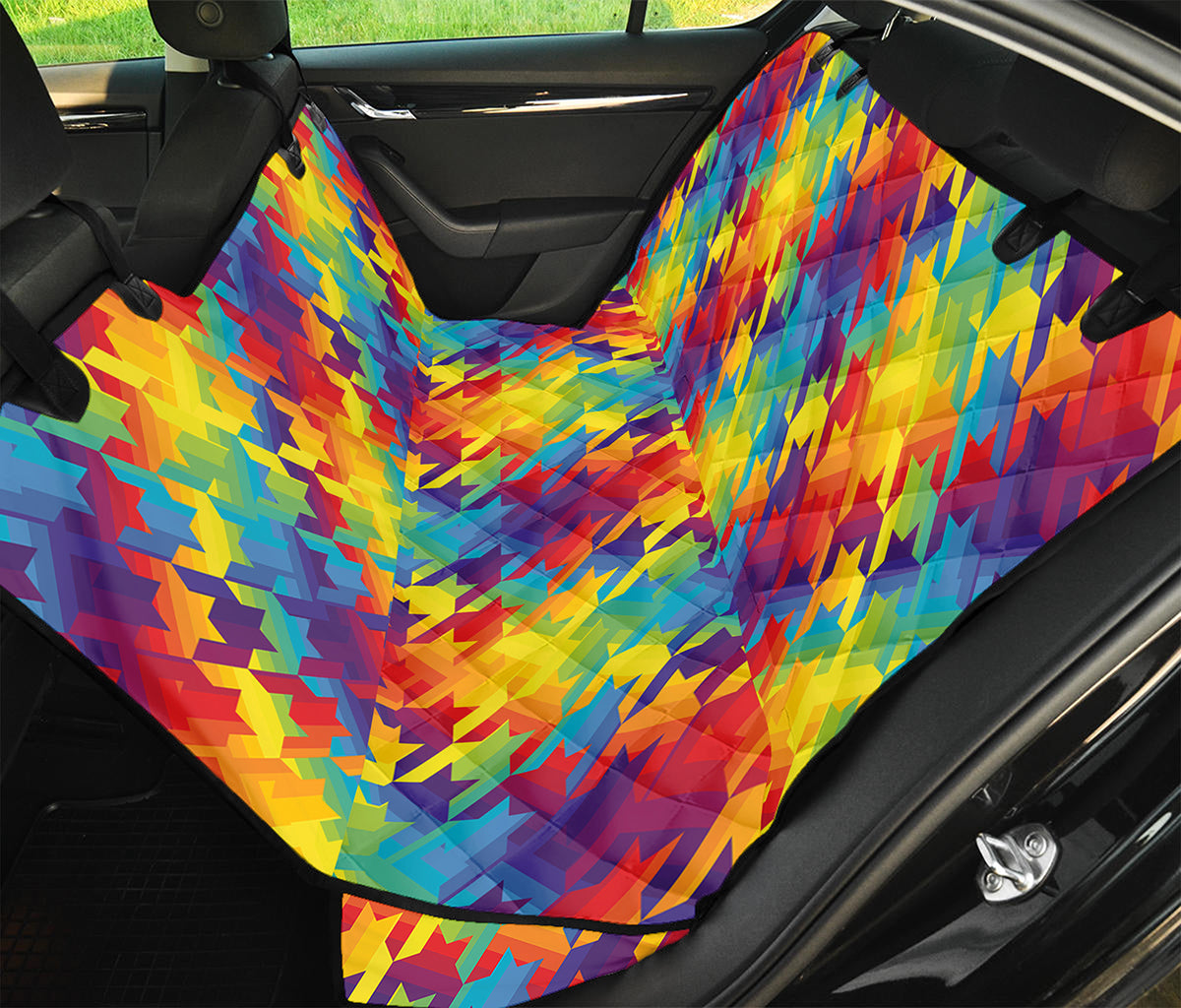Rainbow Houndstooth Pattern Print Pet Car Back Seat Cover