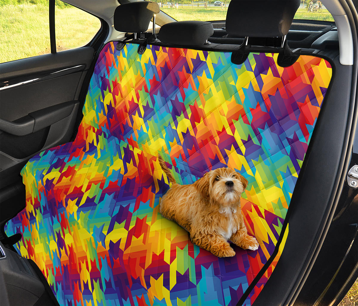 Rainbow Houndstooth Pattern Print Pet Car Back Seat Cover