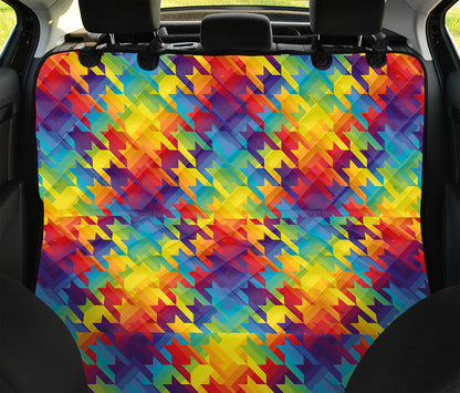 Rainbow Houndstooth Pattern Print Pet Car Back Seat Cover
