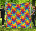 Rainbow Houndstooth Pattern Print Quilt