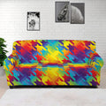 Rainbow Houndstooth Pattern Print Sofa Cover