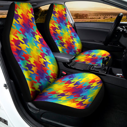 Rainbow Houndstooth Pattern Print Universal Fit Car Seat Covers