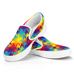 Rainbow Houndstooth Pattern Print White Slip On Shoes