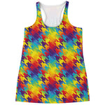 Rainbow Houndstooth Pattern Print Women's Racerback Tank Top