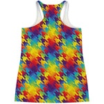 Rainbow Houndstooth Pattern Print Women's Racerback Tank Top