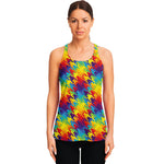 Rainbow Houndstooth Pattern Print Women's Racerback Tank Top