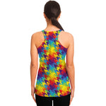 Rainbow Houndstooth Pattern Print Women's Racerback Tank Top