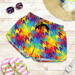 Rainbow Houndstooth Pattern Print Women's Shorts