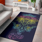 Rainbow Indian Elephant Print Area Rug