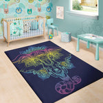 Rainbow Indian Elephant Print Area Rug