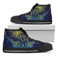 Rainbow Indian Elephant Print Black High Top Sneakers