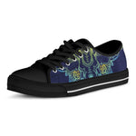 Rainbow Indian Elephant Print Black Low Top Shoes 