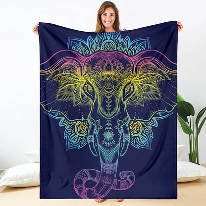 Rainbow Indian Elephant Print Blanket