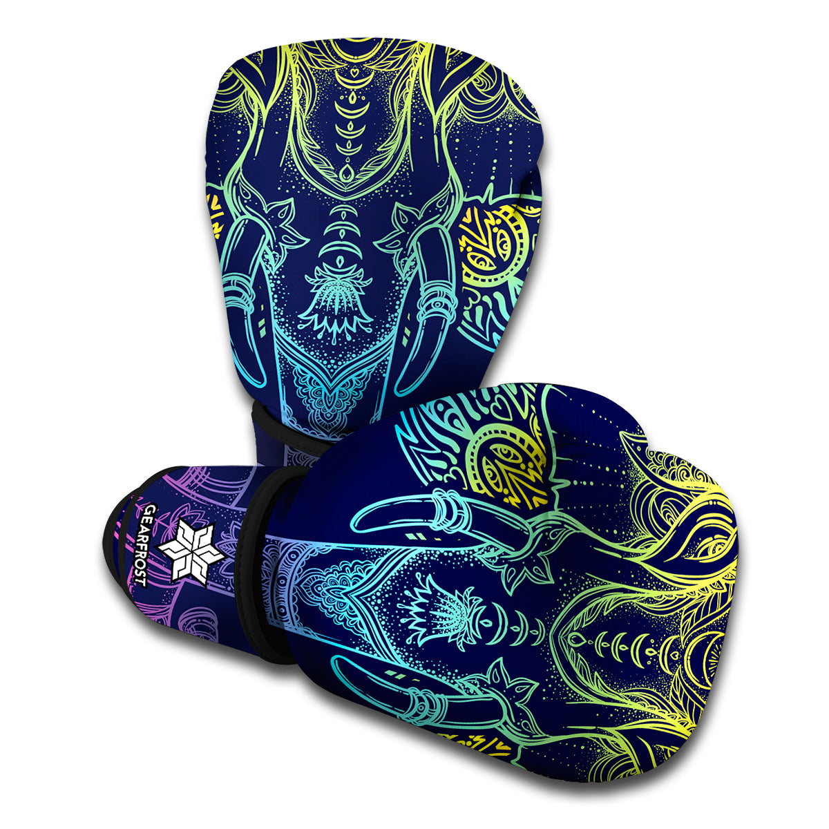 Rainbow Indian Elephant Print Boxing Gloves