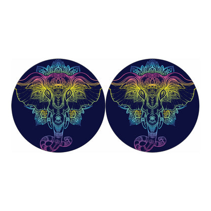 Rainbow Indian Elephant Print Car Coasters