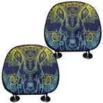 Rainbow Indian Elephant Print Car Headrest Covers