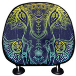 Rainbow Indian Elephant Print Car Headrest Covers