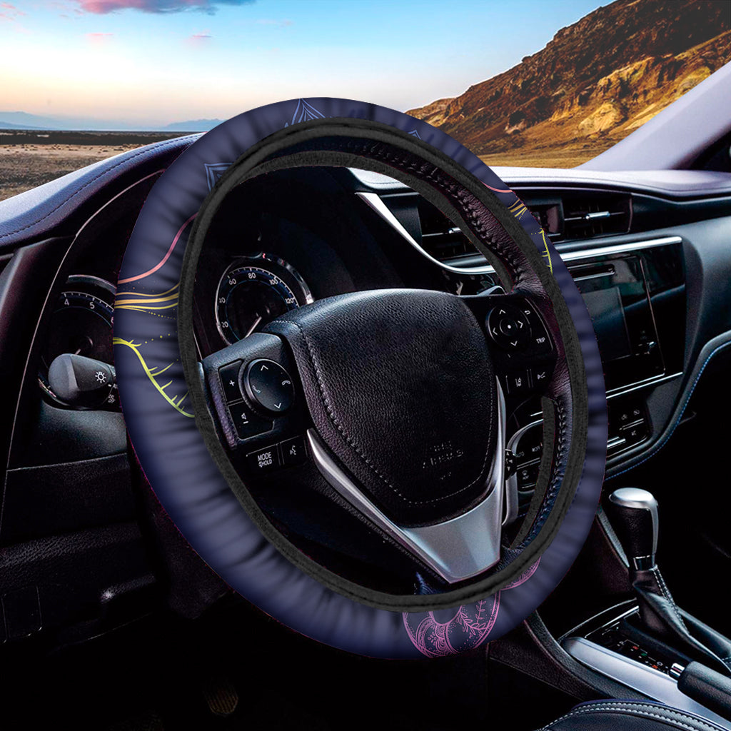 Rainbow Indian Elephant Print Car Steering Wheel Cover