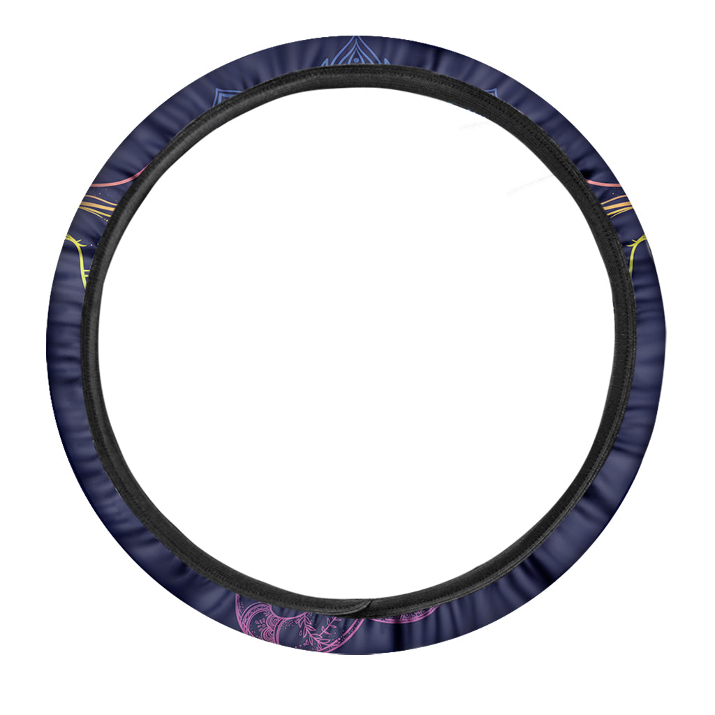 Rainbow Indian Elephant Print Car Steering Wheel Cover