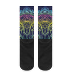 Rainbow Indian Elephant Print Crew Socks
