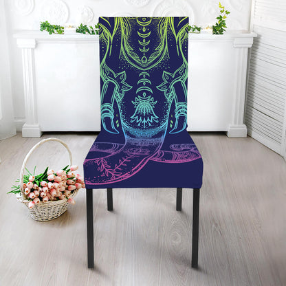 Rainbow Indian Elephant Print Dining Chair Slipcover