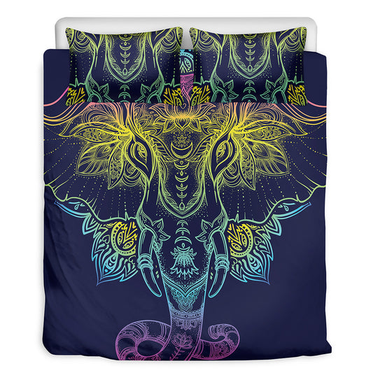 Rainbow Indian Elephant Print Duvet Cover Bedding Set