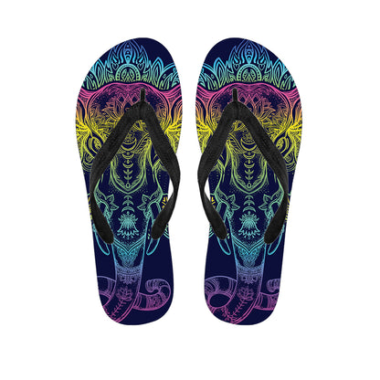 Rainbow Indian Elephant Print Flip Flops