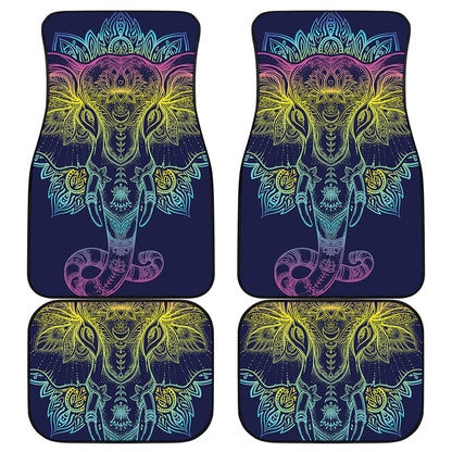 Rainbow Indian Elephant Print Front and Back Car Floor Mats