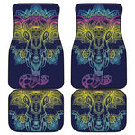 Rainbow Indian Elephant Print Front and Back Car Floor Mats