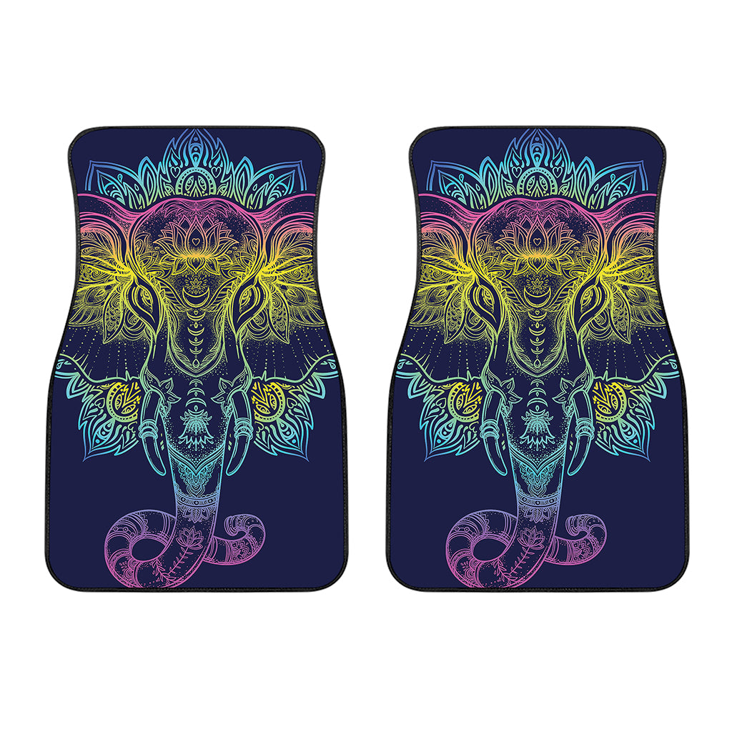 Rainbow Indian Elephant Print Front Car Floor Mats