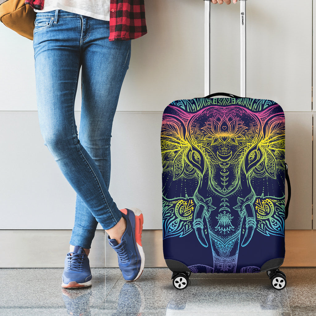 Rainbow Indian Elephant Print Luggage Cover