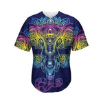 Rainbow Indian Elephant Print Men's Baseball Jersey