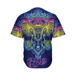 Rainbow Indian Elephant Print Men's Baseball Jersey