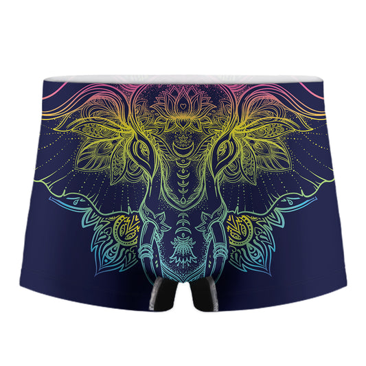 Rainbow Indian Elephant Print Men's Boxer Briefs