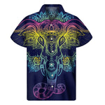 Rainbow Indian Elephant Print Men's Short Sleeve Shirt
