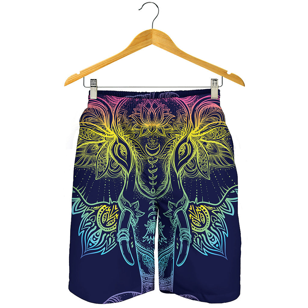 Rainbow Indian Elephant Print Men's Shorts
