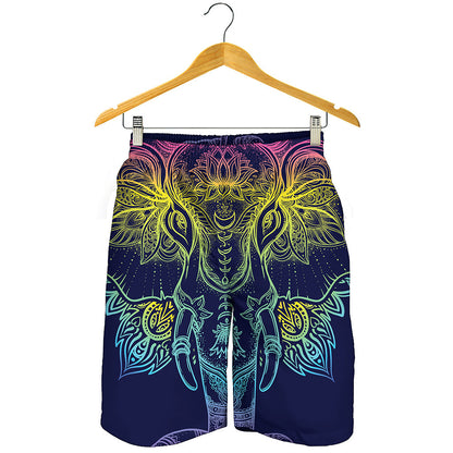Rainbow Indian Elephant Print Men's Shorts