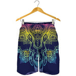 Rainbow Indian Elephant Print Men's Shorts