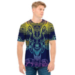 Rainbow Indian Elephant Print Men's T-Shirt