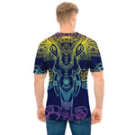 Rainbow Indian Elephant Print Men's T-Shirt