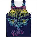 Rainbow Indian Elephant Print Men's Tank Top