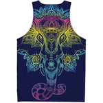 Rainbow Indian Elephant Print Men's Tank Top