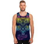 Rainbow Indian Elephant Print Men's Tank Top